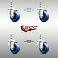 thumbnail image 2 of 3 Inch 316SS Solid Polyurethane Wheel Swivel 12mm Threaded Stem Caster Set, 2 of 2