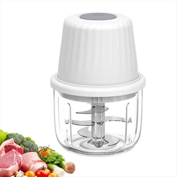Machacador de Eléctrico de 400 Ml, Minipicadora, Picadora de Carne Multifunción, Licuadora de Verduras con Carga USB.