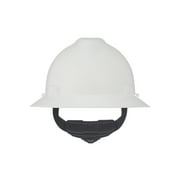 MSA 475369 V-Gard Full-Brim Hard Hat With Fas-Trac III Ratchet Suspension | Polyethylene Shell, Superior Impact Protection, Self Adjusting Crown Straps - Standard Size in White