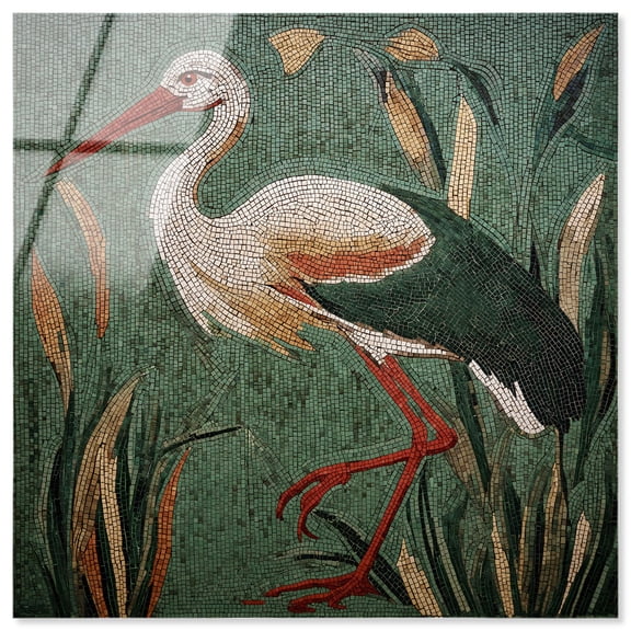 Assembled Heron II Acrylic Print Vintage Wall Decor by Art Remedy, Ready to Hang, 12 x 12