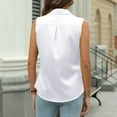 thumbnail image 6 of AKOEE Business Casual Shirts for Women Button Down Sleeveless Lapel Collared Satin Blouses Dressy Tank Tops (XL, White), 6 of 6