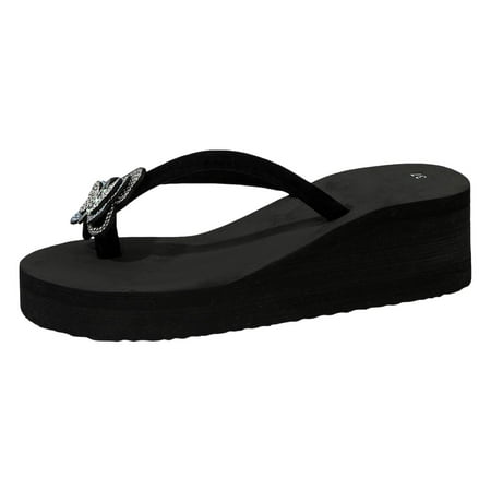 

Orthopedic For Women Beach Slippers Fashion New Pattern Bow Decoration Flip Flop Wedge Lightweight Summer Slippers