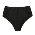thumbnail image 1 of PEASKJP Womens Bikini Mid Waist Bathing Suit Swimsuit Ruched Swim Bottom, Black XL, 1 of 4
