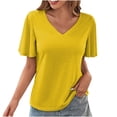 thumbnail image 2 of Blouse Décontractée à Manches Courtes et Col en V pour Femmes, Légère et Douce en Polyester, pour Usage Quotidien, Fête, Travail, Vacances, Printemps Automne, 2 of 5