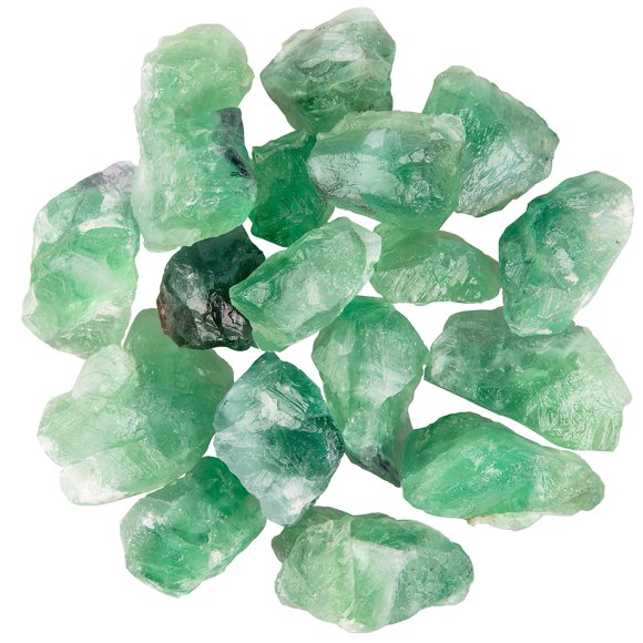 UU UNIHOM 1 lb Bulk Rough Raw Green Fluorite Crystal for Tumbling, Cabbing, Polishing, Decoration, Wrapping,Large 1" Natural Raw Stones