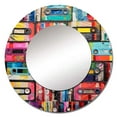 thumbnail image 2 of Designart "Tape Mosaic Cassette Tapes I" Cassette Tapes Rund Mirror For Wall Decor - Large Multi-Color Round Print Mirror - Round Industrial Mirror 23" x 23" Inch - Wall Mounted Round Large Mirror, 2 of 5