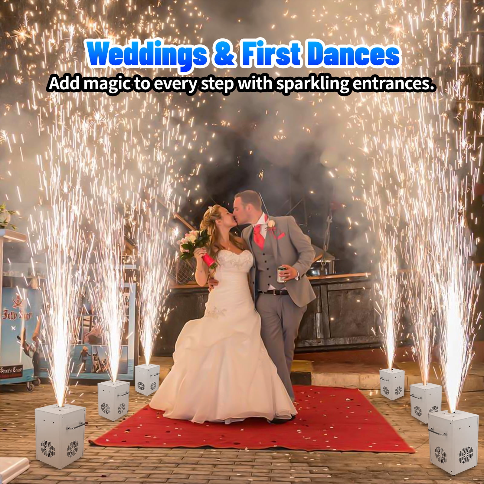 2 PCS 700W Cold Spark Machine DMX512 Firework Machine 6-19ft Adjustable for Wedding Stage Party DJ Disco,Black
