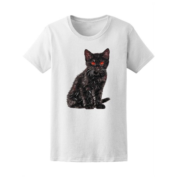 Little Black Cat With Red Eyes Tee Women's -Image by Shutterstock