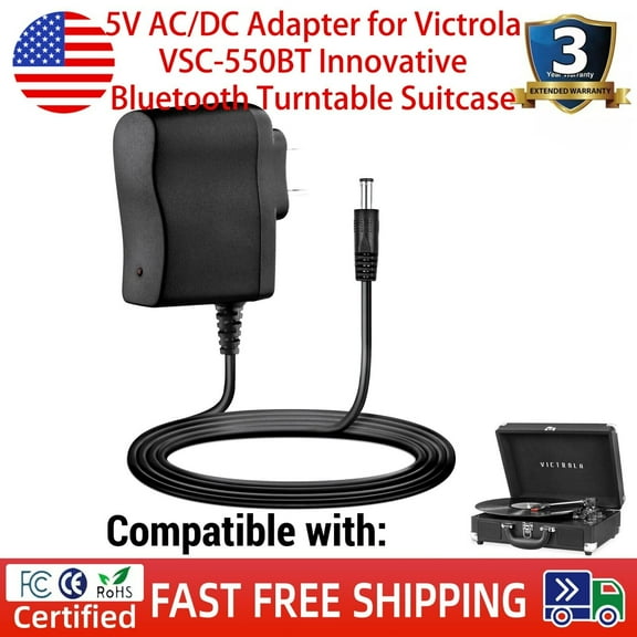 5V AC/DC Adapter for Victrola VSC-550BT Innovative Bluetooth Turntable Suitcase