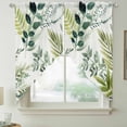 thumbnail image 2 of Green Leaves Swag Curtains for Kitchen/Bedroom/Living Room, Summer Botanical Farmhouse Watercolor Leaf Scalloped Curtains 63 Inch Long, Window Swag Topper Curtains Valances 2 Panels Set 36"x63", 2 of 8