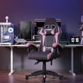 thumbnail image 3 of Bigzzia High-Back Gaming Chair PC Office Chair Computer Racing Chair PU Desk Task Chair Ergonomic Executive Swivel Rolling Chair with Lumbar Support for Back Pain Women, Men (Black&Pink), 3 of 7