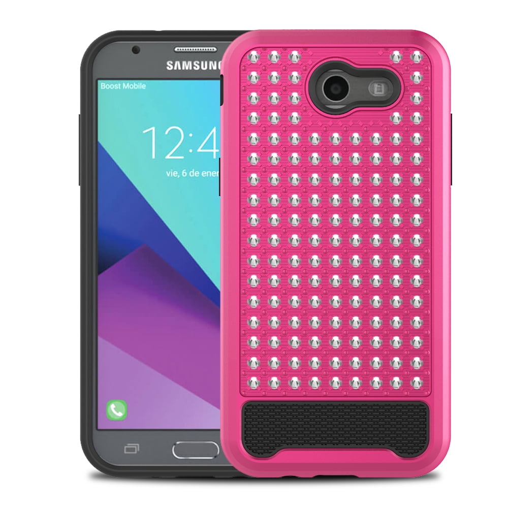 Samsung Galaxy J3 Emerge Case, ZV Star Diamond Hybrid Bling Case ...