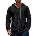 thumbnail image 2 of Mens Linen Long Sleeve Button Down Shirts with Pockets Casual Beach Shirts Lightweight Fashion Hoodies Black XL, 2 of 6