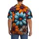 thumbnail image 3 of Balery Colorful Blooming Flowers Camisa Casual de Manga Corta con Botones para Hombre, Texturizada, Estilo Cubano, para Playa, Verano-Medium, 3 of 5