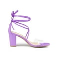 thumbnail image 3 of BLISSFUL STEP Women's Clear Strap Block Heel Lace up Heels Sandals Lavender (Size 9), 3 of 7
