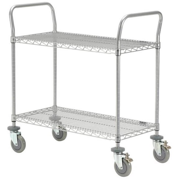 Nexel Industries 2442P2CB 24 x 42 in. 2 Shelf Utility Cart-Polyurethane Casters in Chrome Finish, Chrome