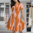 thumbnail image 2 of Abstract Orange Coral Art Print Women's Classic Swing Skater Dress Casual Work Party Cocktail Dresses, 2 of 6