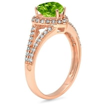 1.49 ct Heart Cut Natural Peridot Halo Engagement Ring for Women in 18K Rose Gold