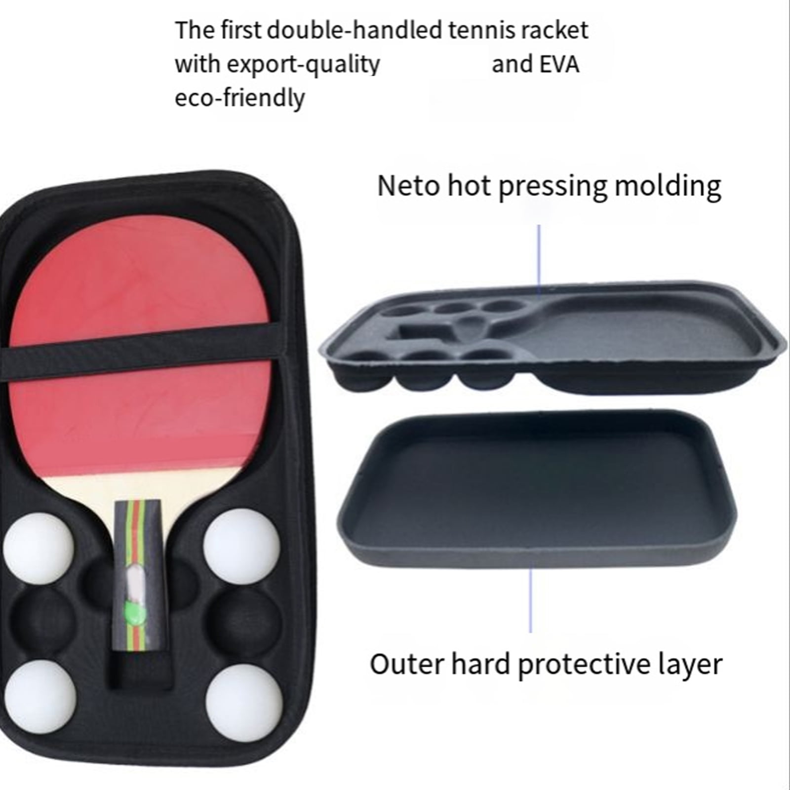 Table Tennis Paddle Storage Case Water Resistant Tennis Racket Holder with Ergonomic Handle For Sports Travel