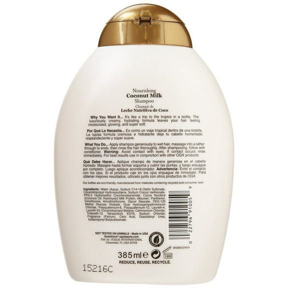 Organix Nourishing Coconut Milk Shampoo 13 oz Pack of 3