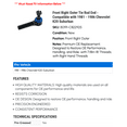thumbnail image 2 of Front Right Outer Tie Rod End - Compatible with 1981 - 1986 Chevy K20 Suburban 1982 1983 1984 1985, 2 of 2