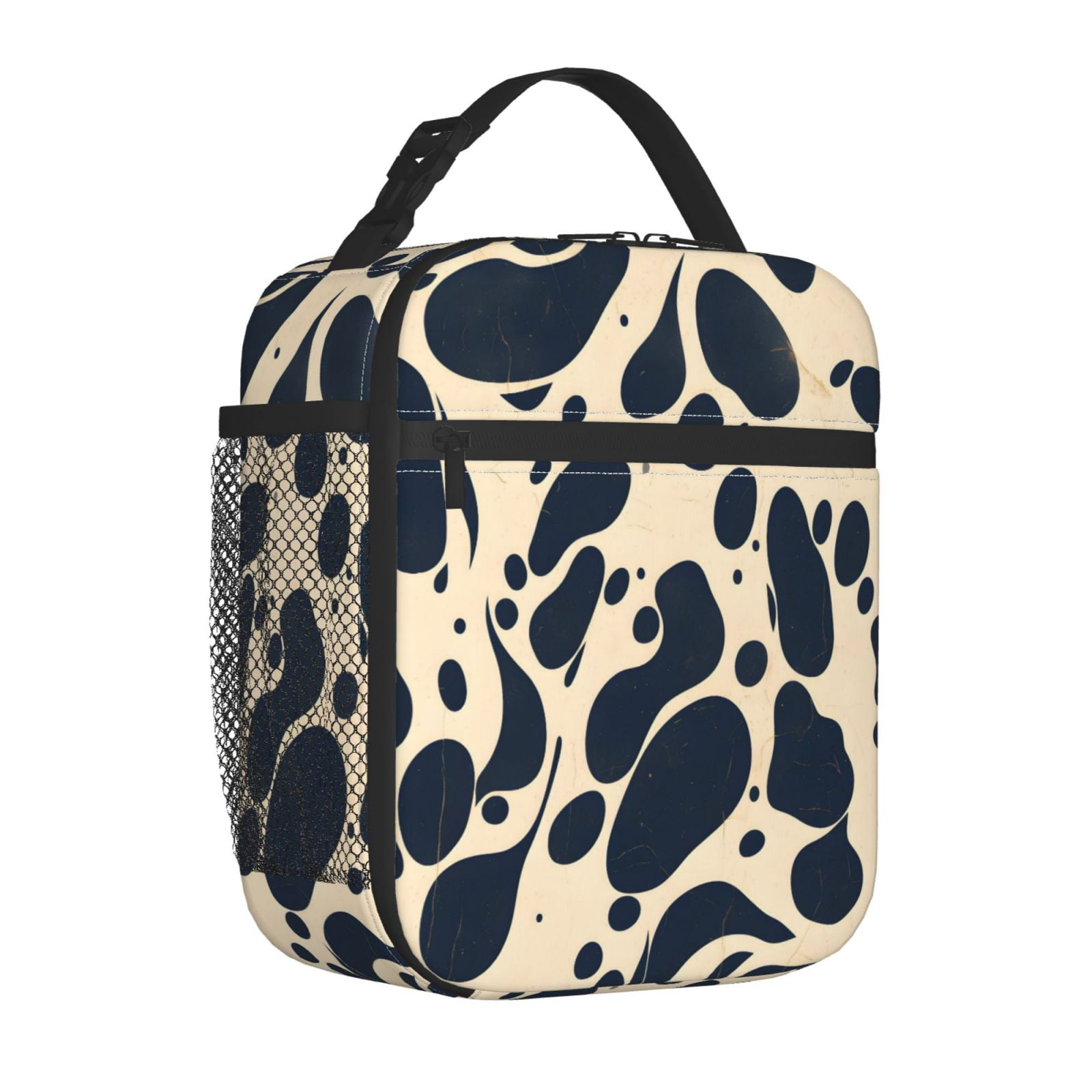 Lunch Bag For Women Men Insulated Portable Lunch Box Bento Box Office Picnic Travel Cooler Bag Milk Cow Skin Print Style Darkvoilet_1