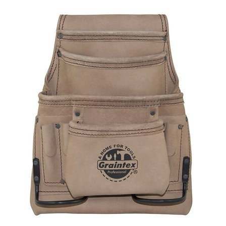 Graintex ST2040 10 Pocket Nail & Tool Pouch Top Grain Leather