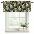 thumbnail image 2 of Black Teal Boho Botanical Valances for Windows, Decorative Rod Pocket Window Valance Curtains, Southwestern Retro Ethnic Tribal Short Curtain Drapes for Kitchen/Living Room, 2 Panels, 42" W x 18" L, 2 of 8