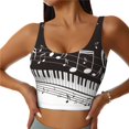 thumbnail image 1 of Balery Piano Keys With Musical Notes Pattern Racerback Sports Bras for Women - Padded Seamless High Impact Support for Yoga Gym Workout Fitness-Large, 1 of 7