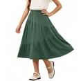 thumbnail image 2 of HAOTAGS Girls Maxi Skirts,Casual Solid Color High Waisted with Side Pockets Summer Skirt Green 14-15, 2 of 7