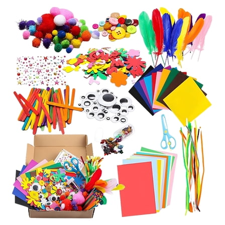 BESTSKY Arts and Crafts Supplies for Kids DIY Craft Kits Art Supplies Materials Kids Crafts Set with Craft Box Preschool Homeschool Toys Gift for Kids Boys and Girls Age 4 5 6 7 8
