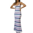 thumbnail image 4 of Arvbitana Women's Summer Maxi Dresses Sleeveless Stripe Sling Neck Bodycon Dress Fashion Backless Casual Dress for Party, 4 of 9