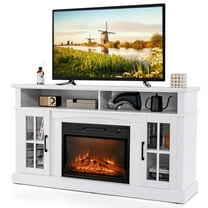 Giantex 58 inch TV Stand w/Electric Fireplace, TV Entertainment Center w/Fireplace Insert, White