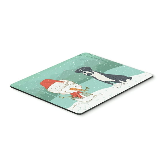 Black Boxer and Snowman Christmas Mouse Pad Hot Pad or Trivet