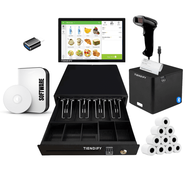 KIT PUNTO DE VENTA TABLET WIFI BLUETOOTH ANDROID IMPRESORA CAJON DE DINERO LECTOR CÓDIGO DE BARRAS TIENDIFY ABARROTES RESTAURANTES FARMACIAS FERRETERÍAS GRANEL SERVICIOS ETC