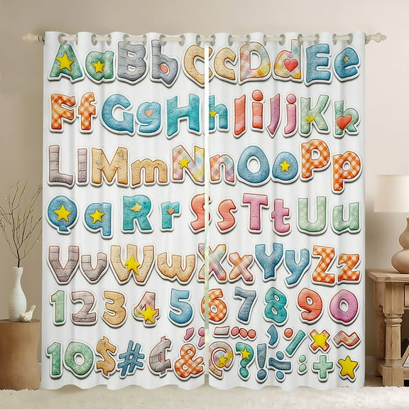 Castle Fairy Personalized Initial Alphabet Black Out Curtains for Teens Women Men,Cartoon Number Curtains Pack Of 2 (42X63 Each),Plaid Stripes Stars Print Bedroom Curtains,Microfiber Bedroom Decor