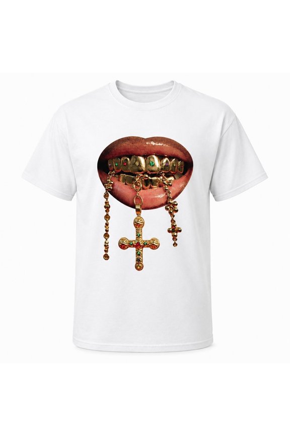 Lip and Chain Graphic for Women, Unisex Classic Fit Short Sleeve Tee