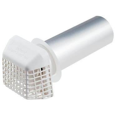 Zazesaby Supurr Guard Louvered Dryer Vent Hood with Pipe and Collar, White and Silver, 4” (GVHAW4)