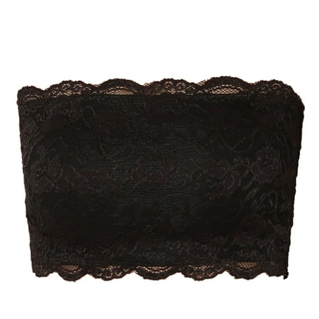 Lace Strapless Tuxedo - TheMogan Women's Floral Lace Crop Strapless Bralette Bandeau Stretch Bra Top