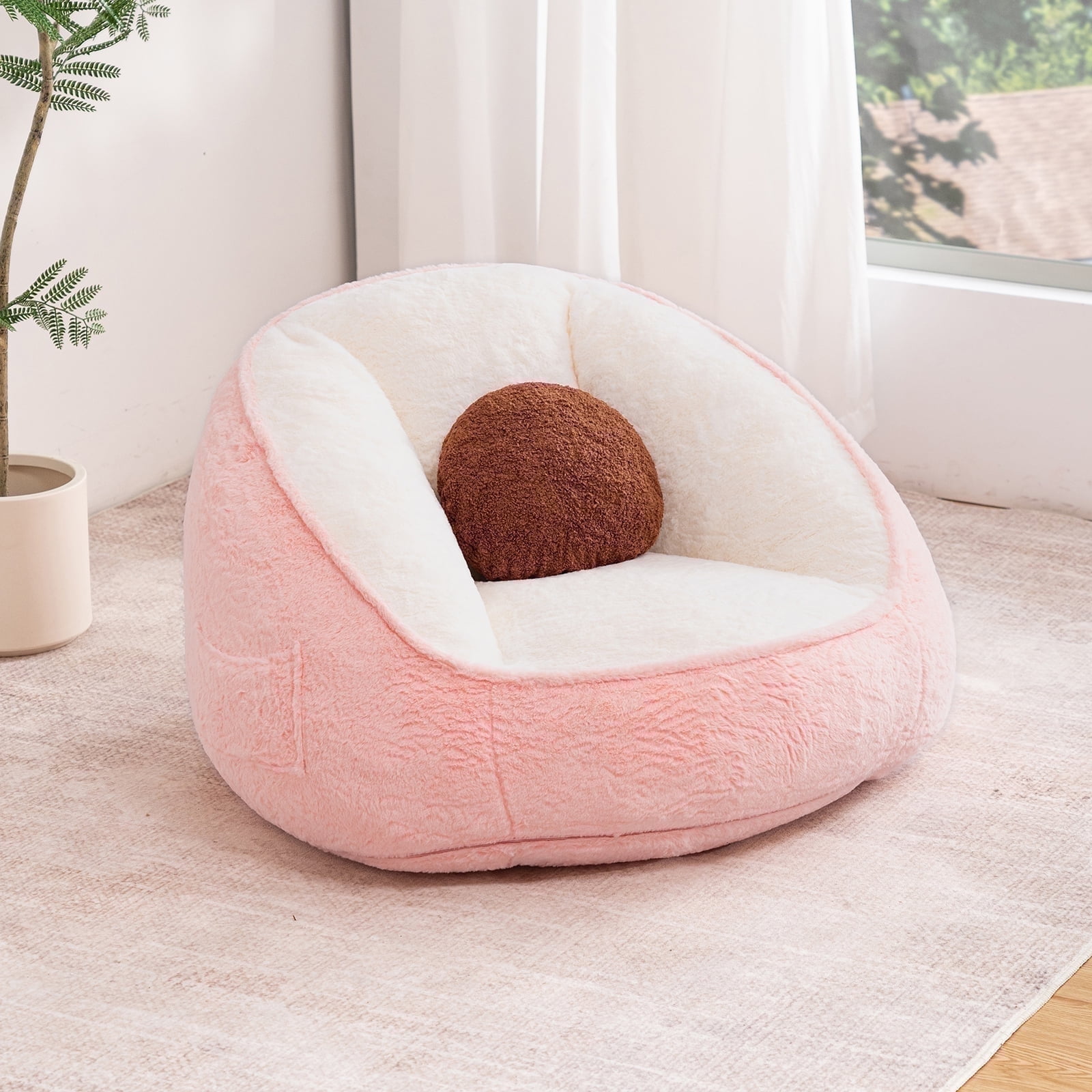 Lusimo Bean Bag Chair for Adults Teens, Lazy Memory Foam Bean Bag Sofa with Pillow, Bean Bag Chair Couch with Plush Washable Cover, Filled Foam Seat Ideal for Game, Read, Lounge