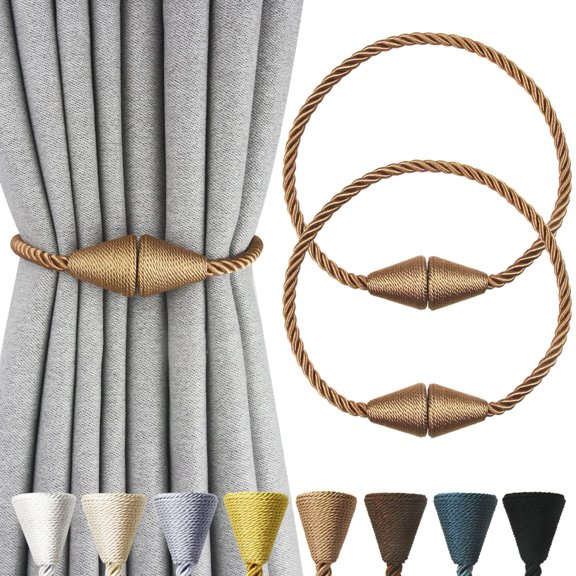 Minzimin 2Pack Magnetic Curtain Tiebacks Rope Decorative Holdbacks for Drapes