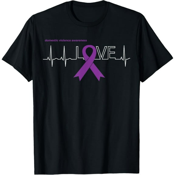 LOVE Ribbon Purple Products for Domestic Violence Awareness T-Shirt