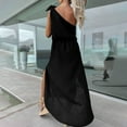 thumbnail image 4 of ZQUUVOU Women's One Shoulder Dress Sleeveless Tie Waist Loose Fit Summer Maxi Dress Black,S, 4 of 8