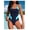Dark blue, variant on Women's Black White Color Block Bow Detail Retro One Piece Swimsuit