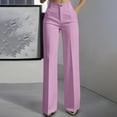 thumbnail image 2 of LEAVINGSUO Dress Pants for Women Business Casual Women's Solid High Waist Hanging Straight Tube Temperament Suit Pants With Pockets Pink S, 2 of 7