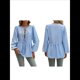 thumbnail image 3 of Blusa Babydoll con Lazo Frontal para Mujer, Larga, Rayas, Peplum, Volantes, Encaje. Azul M, 3 of 7
