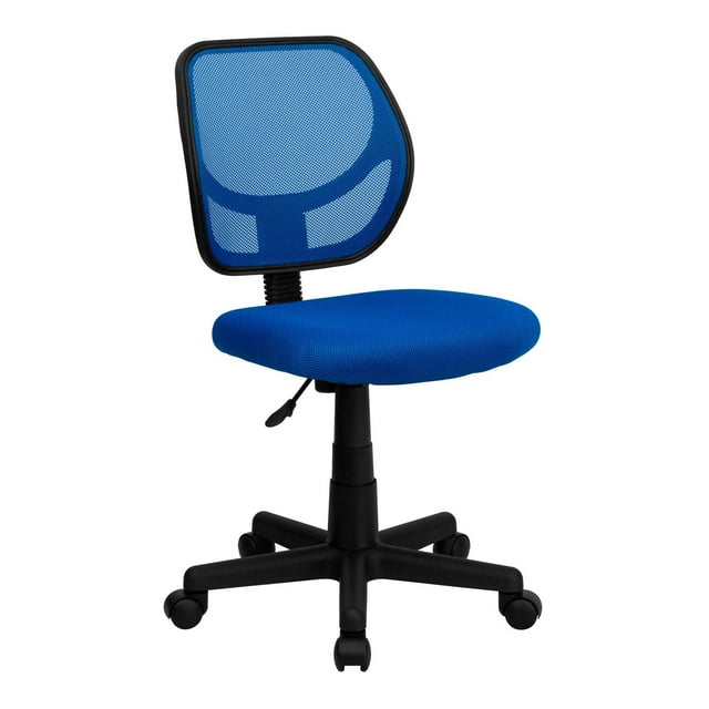 Chaise de travail pivotante en maille bleue à dossier mi-hauteur