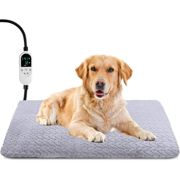 Pet Heating Pad, Heated Cat Bed Indoor Heated Dog Bed with Chew Resistant Steel Cord, 12 Level Timer and Temperature Dog Heating Pad, Heated Pet Bed Electric Heating pad for Puppy Cats Dogs