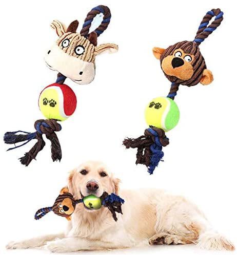 Squeak Dog Toys Rope Dog Toy Durable Chew Material Puppy Toys Interactive Pet Rope Toys KICCOLY Dog Plush Toys