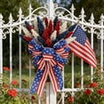 thumbnail image 3 of Red White Blue Patriotic Wreath With Bow Independence Day Star Decor Wreath, Fourth Of July Front Porch Door Wreath Summer Wall Hanging Ornament Charming Festive Door Decor, 15.8in, B, 3 of 6